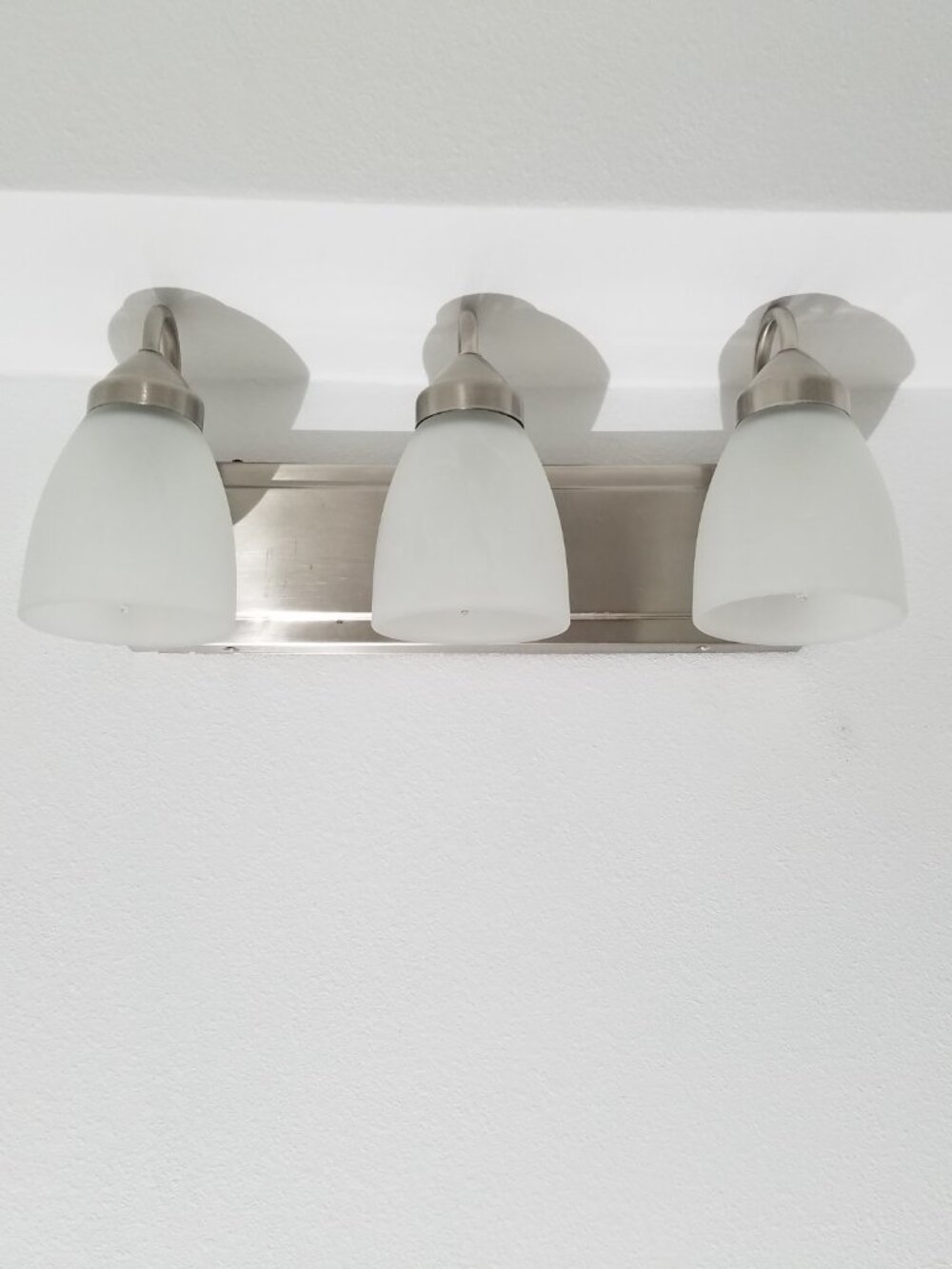 21-in 3 Marbled Frosted Glass Brushed Nickel Transitional Bathroom Vanity light